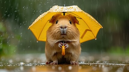 Poster - Guinea Pig Under Umbrella