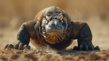 Wall Mural - Komodo Dragon Walking Towards Camera