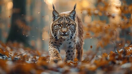 Wall Mural - A Lynx in the Autumn Forest