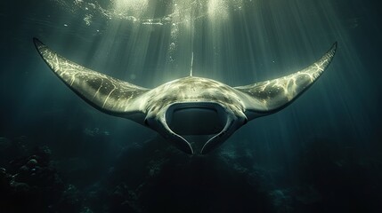 Canvas Print - Manta Ray Underwater