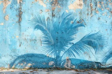 Wall Mural - blue shadow texture on cement wall for nature inspired products.