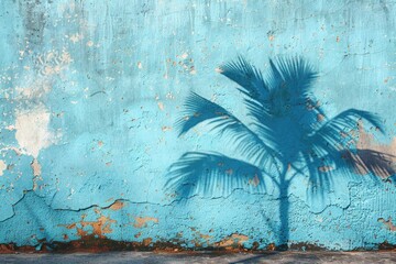Wall Mural - blue shadow texture on cement wall for nature inspired products.