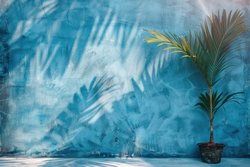Wall Mural - blue shadow texture on cement wall for nature inspired products.