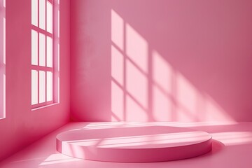 Wall Mural - pastel pink background for product display or mock up with shadow and light.