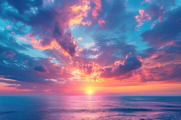 Wall Mural - sunset sky for background or sunrise sky and cloud at morning.
