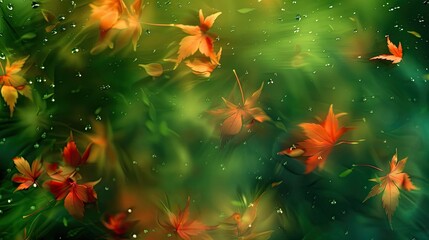 Wall Mural - blurry effect on leaves of Acer Palmatum Little Princess maple tree for tree power and green beauty in your backyard or garden x000D