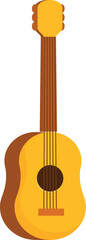 Wall Mural - Simple illustration of a yellow acoustic guitar standing upright, strings ready to be strummed