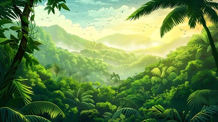 Illustration of a beautiful view of a tropical destination