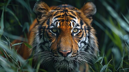 Canvas Print - Close-up of a Tiger's Intense Gaze