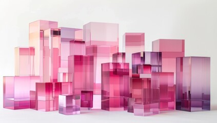 Wall Mural - Abstract Composition of Pink and Purple Glass Blocks