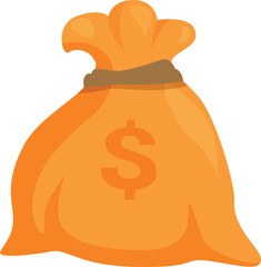 Poster - Big orange money bag full of dollars, symbolizing wealth and prosperity