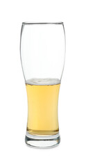 Wall Mural - Half full glass of cold beer isolated on white