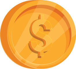 Poster - Shiny golden coin is showing dollar sign, concept of wealth and richness
