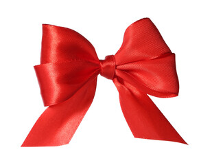 Poster - Red satin ribbon bow isolated on white