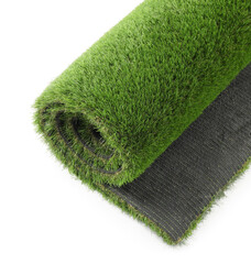 Wall Mural - Roll of green artificial grass isolated on white, top view