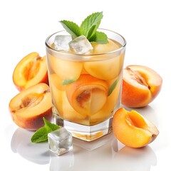 Wall Mural - glass of apricot juice with mint