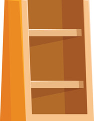 Wall Mural - Empty wooden bookcase with two shelves standing against white background