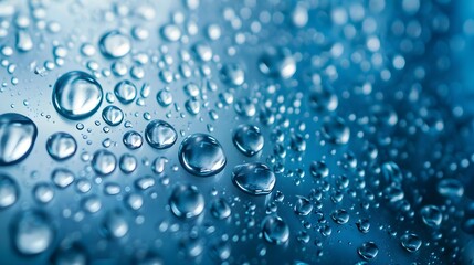 Closeup abstract blue water droplets texture