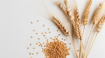 wheat grain on white background