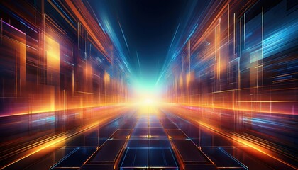 Poster - Futuristic Abstract Light Trail Perspective