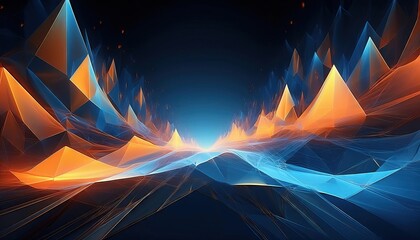 Poster - Dynamic Abstract Landscape of Blue and Orange