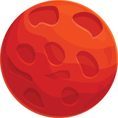 Poster - cartoon red planet with craters is floating in the solar system