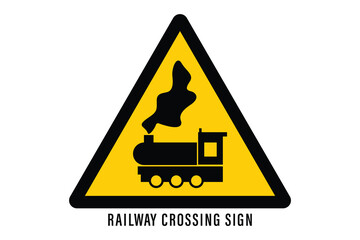 Wall Mural - Railway crossing sign, Rhombus road sign, Diamond road sign. Rhombus road sign. Be careful, train, 