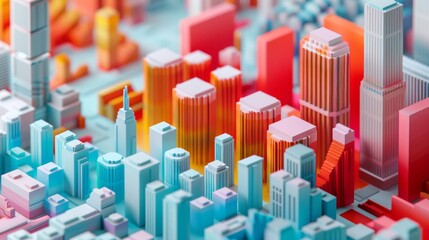 Poster - 3D area chart with overlapping layers, showing the growth of different business sectors over time.