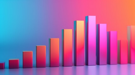 Poster - 3D bar graph illustrating revenue growth over multiple years, with each bar labeled.