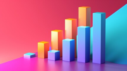 Poster - 3D bar graph illustrating revenue growth over multiple years, with each bar labeled.