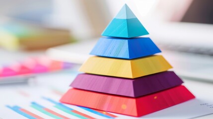 Leinwandbilder - 3D pyramid chart illustrating the hierarchy of business model components.