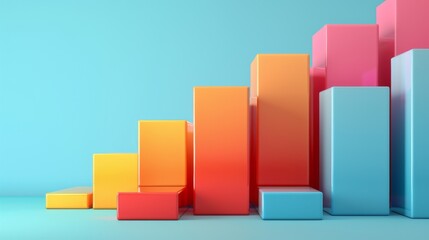 Poster - 3D stacked bar graph with layered segments in contrasting colors, depicting data categories.
