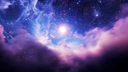 Wall Mural - Starry night sky with bright nebula and