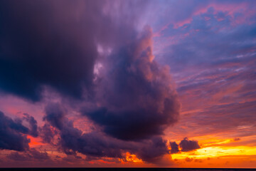 Wall Mural - Nature landscape beautiful Light Sunset or sunrise over sea,Colorful clouds dramatic sky seascape,Amazing clouds in sunset sky background