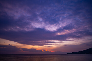 Poster - Nature landscape beautiful Light Sunset or sunrise over sea,Colorful clouds dramatic sky seascape,Amazing clouds in sunset sky background