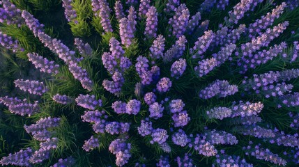 Poster - A beautiful top view of a field of lavender flowers in full bloom.
