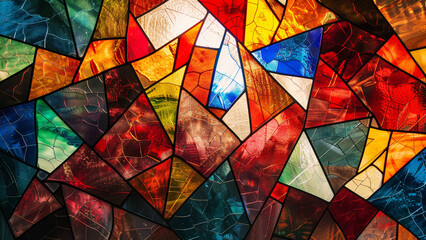 Wall Mural - Radiant Spectrum: Contemporary Stained Glass Mosaic