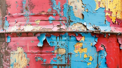 Canvas Print - Damaged paint on aged metal container