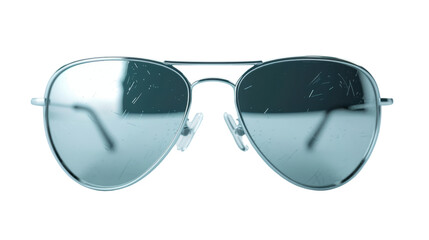 Mirrored aviator sunglasses on transparent background 