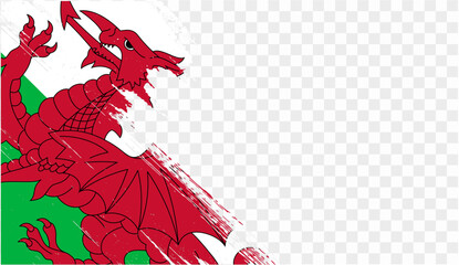 Wall Mural - Wales flag brush paint textured isolated on png or transparent background. vector illustration  