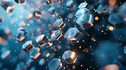 Dynamic 3D hexagon background with moving elements and interactive design