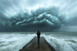 © Infinity Lens - Photograph of a Person Facing a Storm: A person standing in front of an approaching storm, symbolizing risk and challenge.