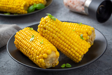 Wall Mural - Sweet boiled corn, food concept photo