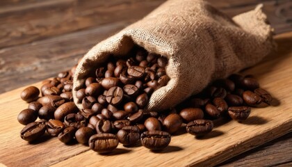 Canvas Print -  Freshly roasted coffee beans ready to brew