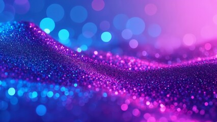 Canvas Print -  Vibrant bokeh sparkles in a gradient of blue and purple