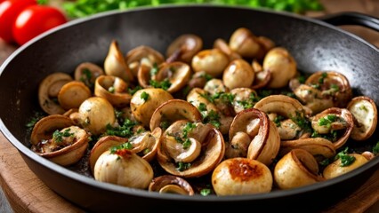 Canvas Print -  Deliciously sautéed mushrooms ready to be savored