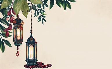 Islamic Arabian design background with beautiful lantern