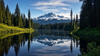 Canvas Print -  Tranquil mountain lake perfect for serene moments