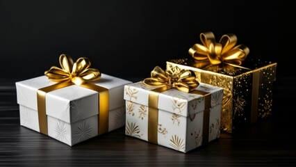 Canvas Print -  Elegant gift boxes with gold accents perfect for special occasions