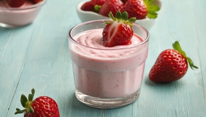 Canvas Print -  Freshly blended strawberry delight ready to be enjoyed